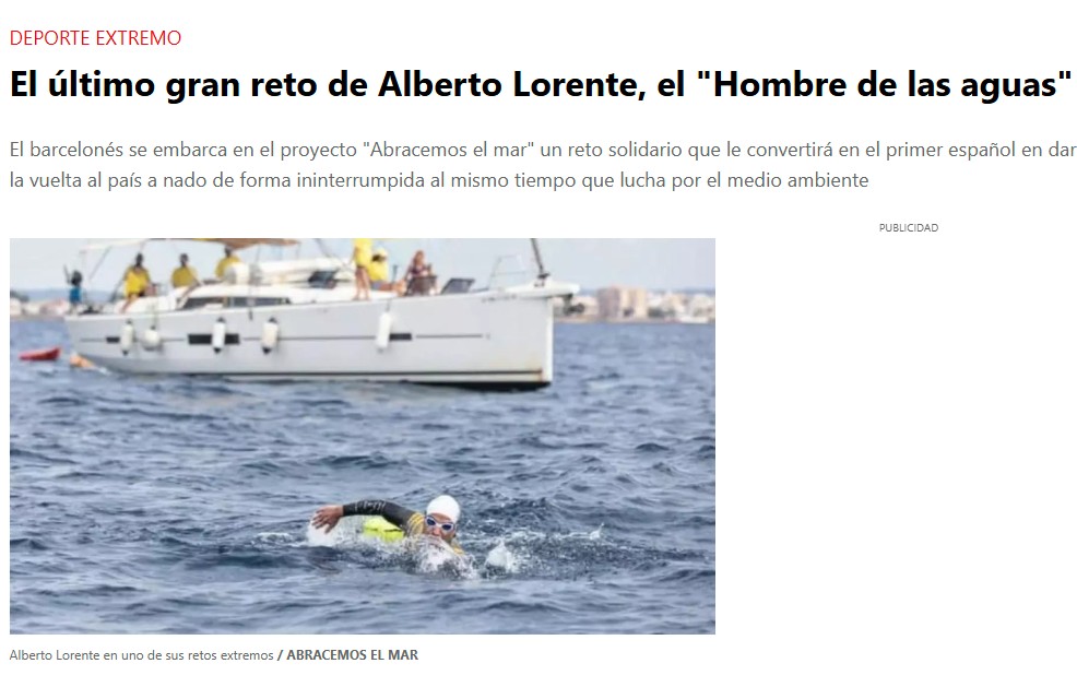 El último gran reto de Alberto Lorente, el "Hombre de las aguas"